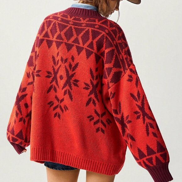 Casual Women's Crew Neck Long Sleeve Sweater - Picture 4 of 8